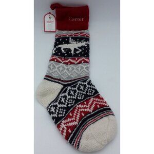 Pottery Barn Kids Carter Moose Natural Fair Isle Wool Christmas Stocking Holiday